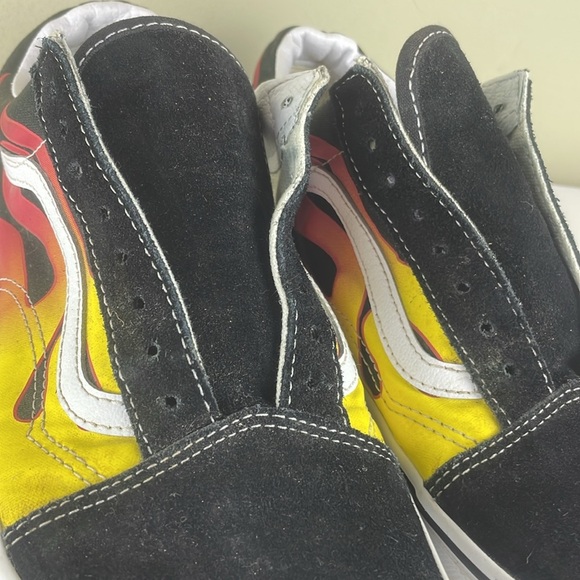 Vans Old Skool Shoes Mens Red Flames Canvas Suede Sneaker Low Top Sz 10.5 - Picture 6 of 12